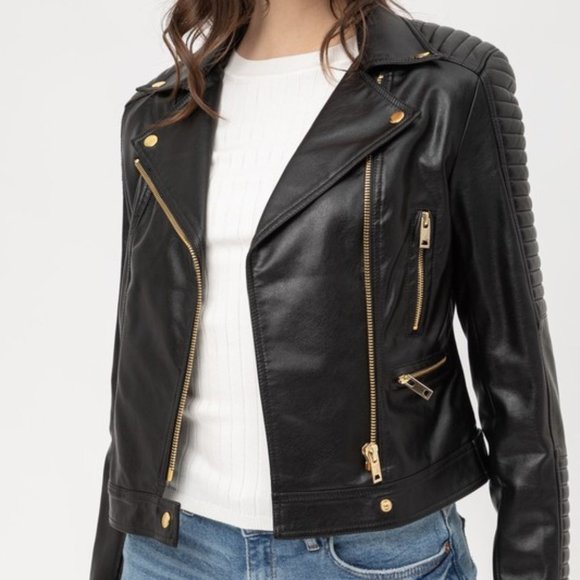 Jackets & Blazers - *ONLY 1 LEFT*  Faux Leather Moto Jacket - Black
